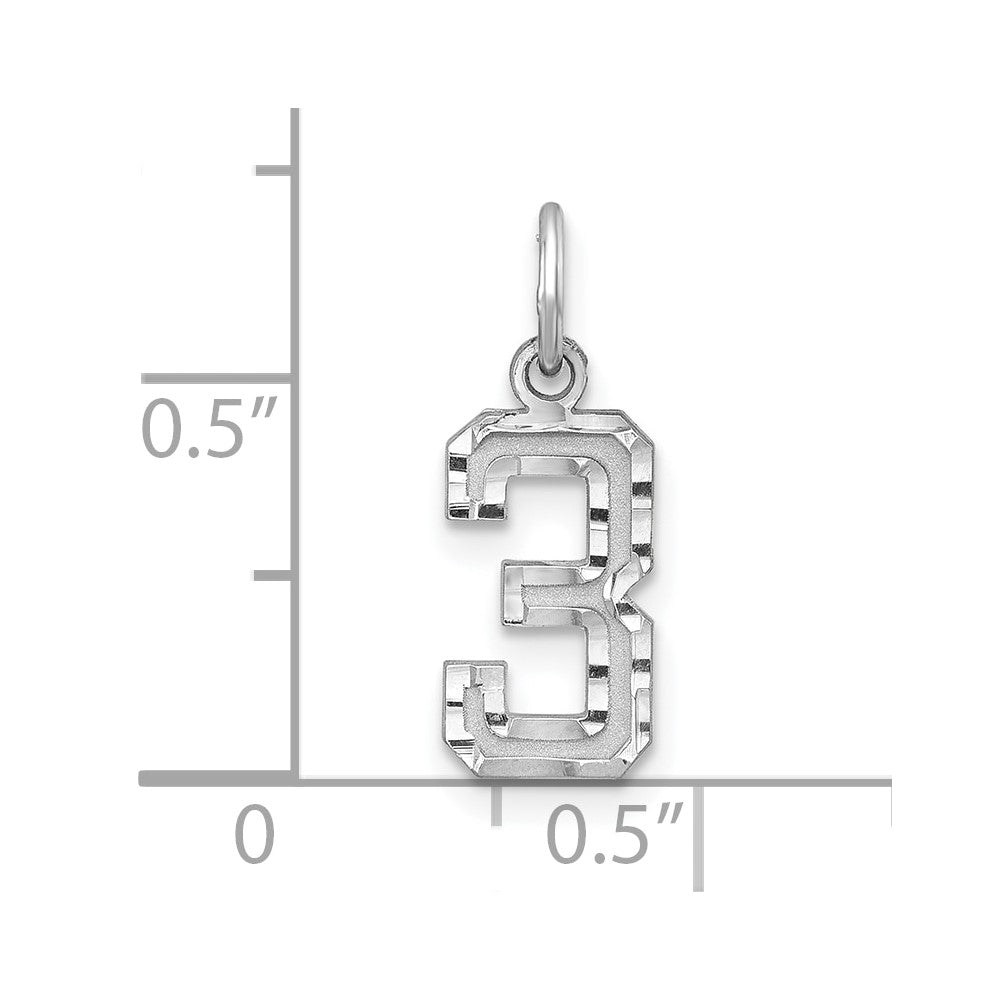 Sterlingsilber Rhodiniert Diamantiert #3 Charm
