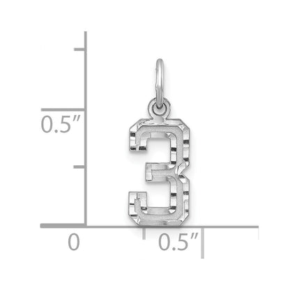 Sterlingsilber Rhodiniert Diamantiert #3 Charm