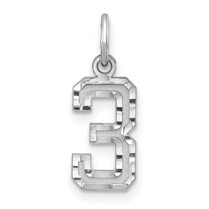 Sterlingsilber Rhodiniert Diamantiert #3 Charm
