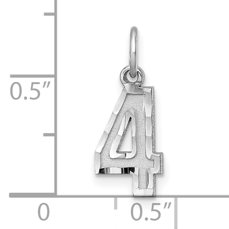 Sterlingsilber Rhodiniert Diamantiert #4 Charm