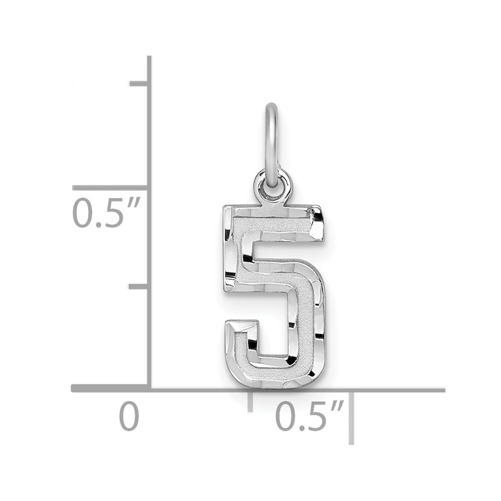 Sterlingsilber Rhodiniert Diamantiert #5 Charm