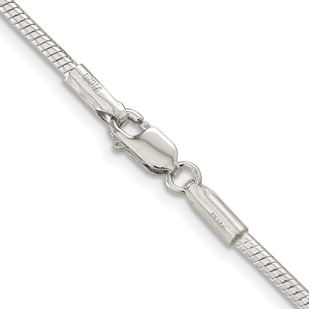 Sterlingsilber Rhodiniert 2mm Schlange Kette