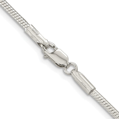 Sterlingsilber Rhodiniert 2mm Schlange Kette