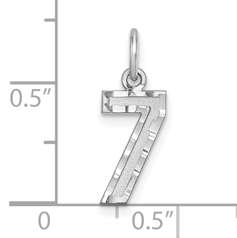 Sterlingsilber Rhodiniert Diamantiert #7 Charm