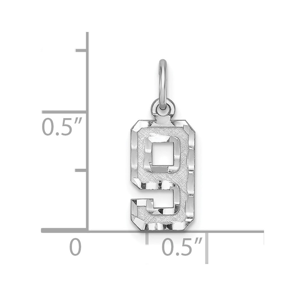 Sterlingsilber Rhodiniert Diamantiert #9 Charm