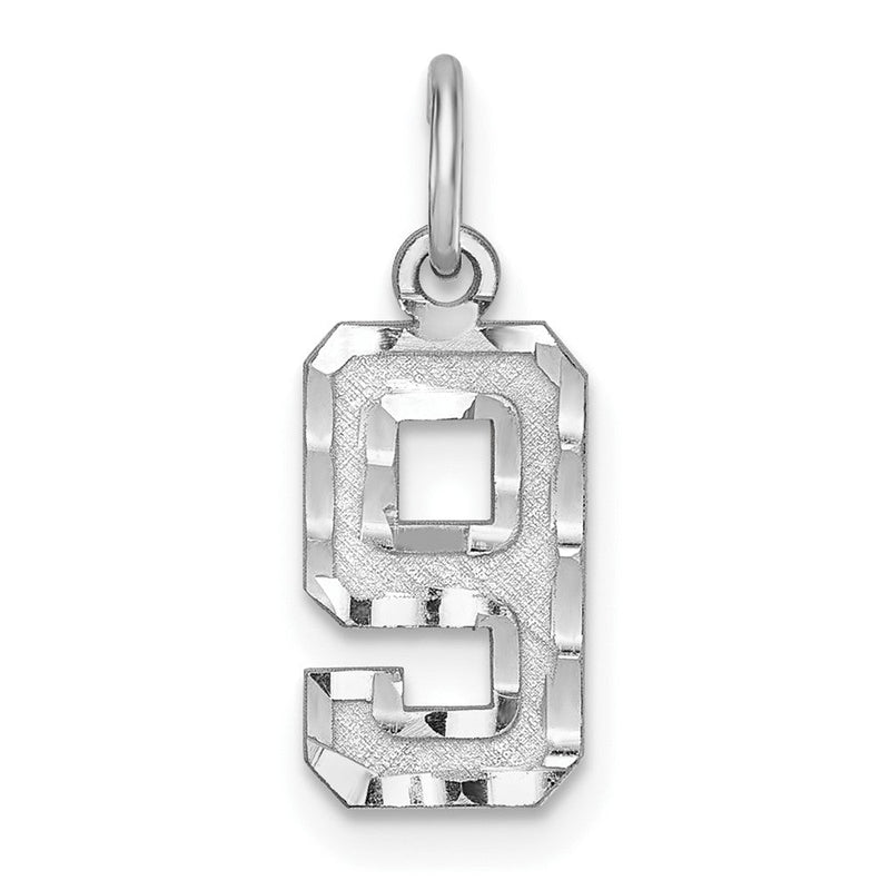 Sterlingsilber Rhodiniert Diamantiert #9 Charm