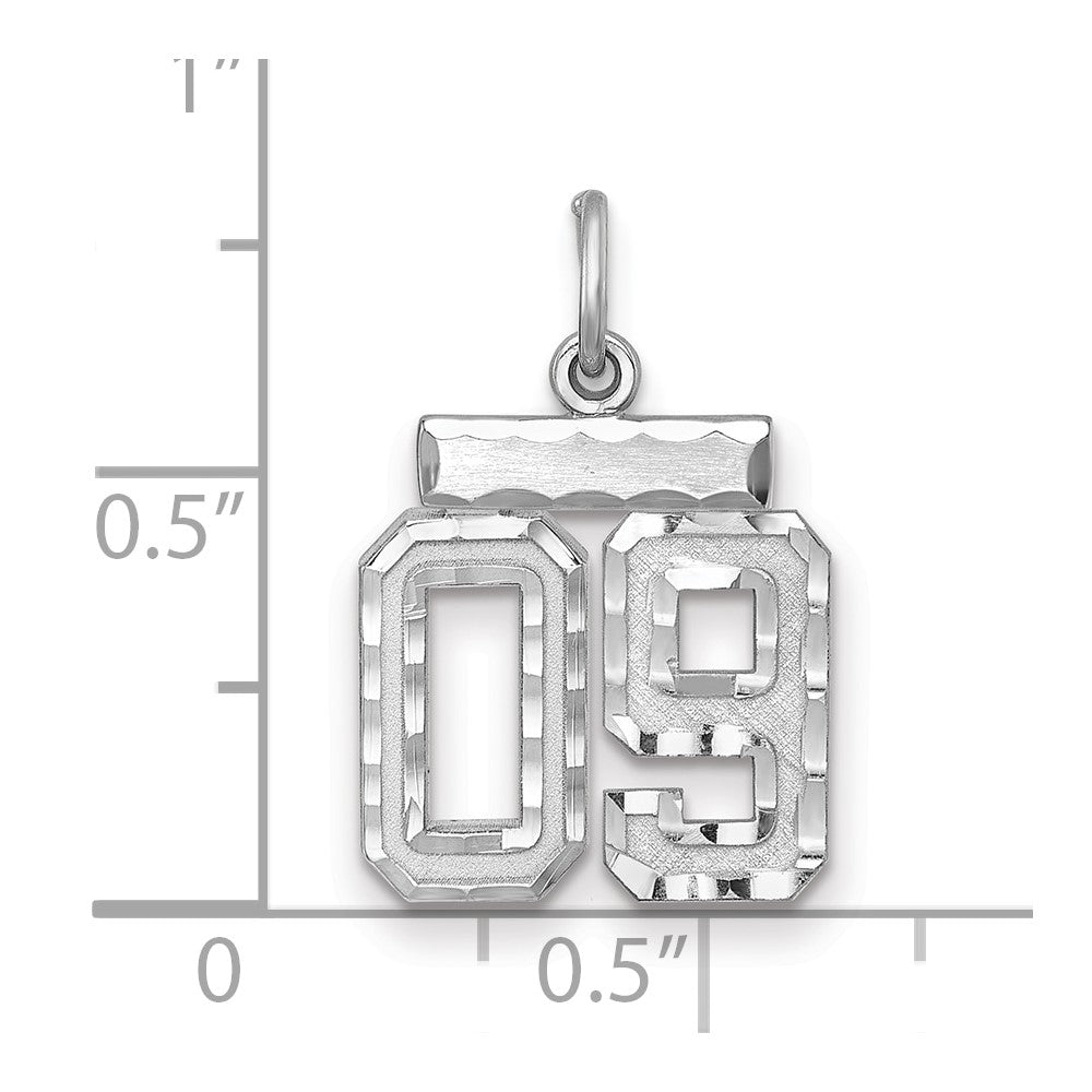 Sterlingsilber Rhodiniert Klein Diamantiert #09 Charm