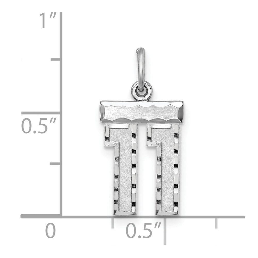 Sterlingsilber Rhodiniert Diamantiert #11 Charm