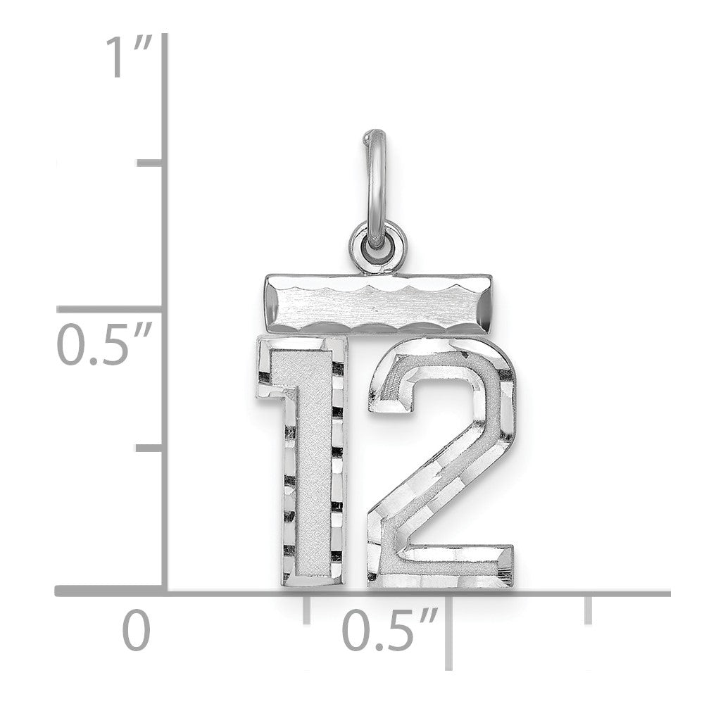 Sterlingsilber Rhodiniert Diamantiert #12 Charm