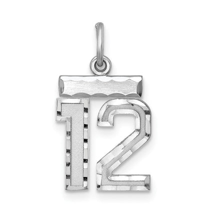 Sterlingsilber Rhodiniert Diamantiert #12 Charm