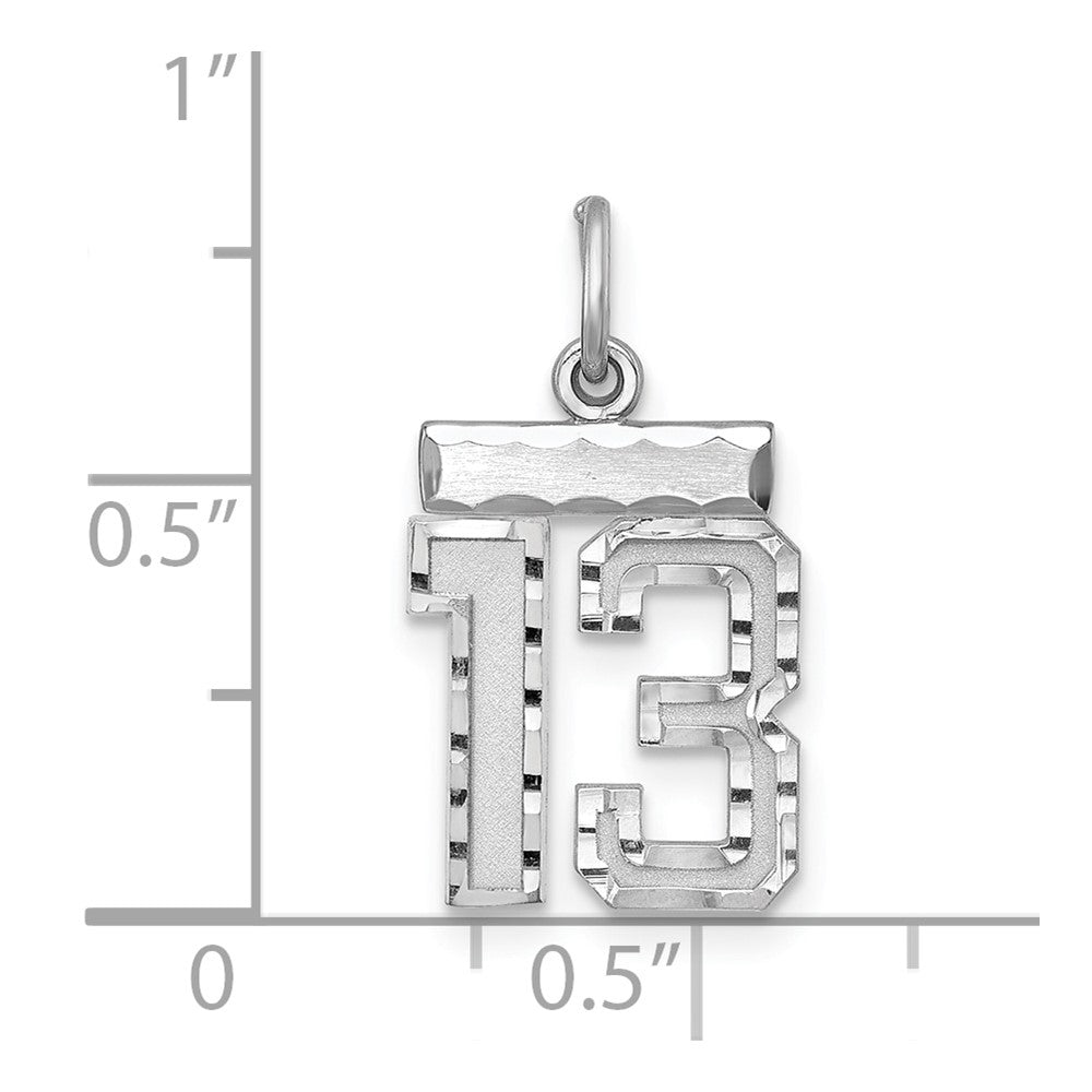 Sterlingsilber Rhodiniert Diamantiert #13 Charm