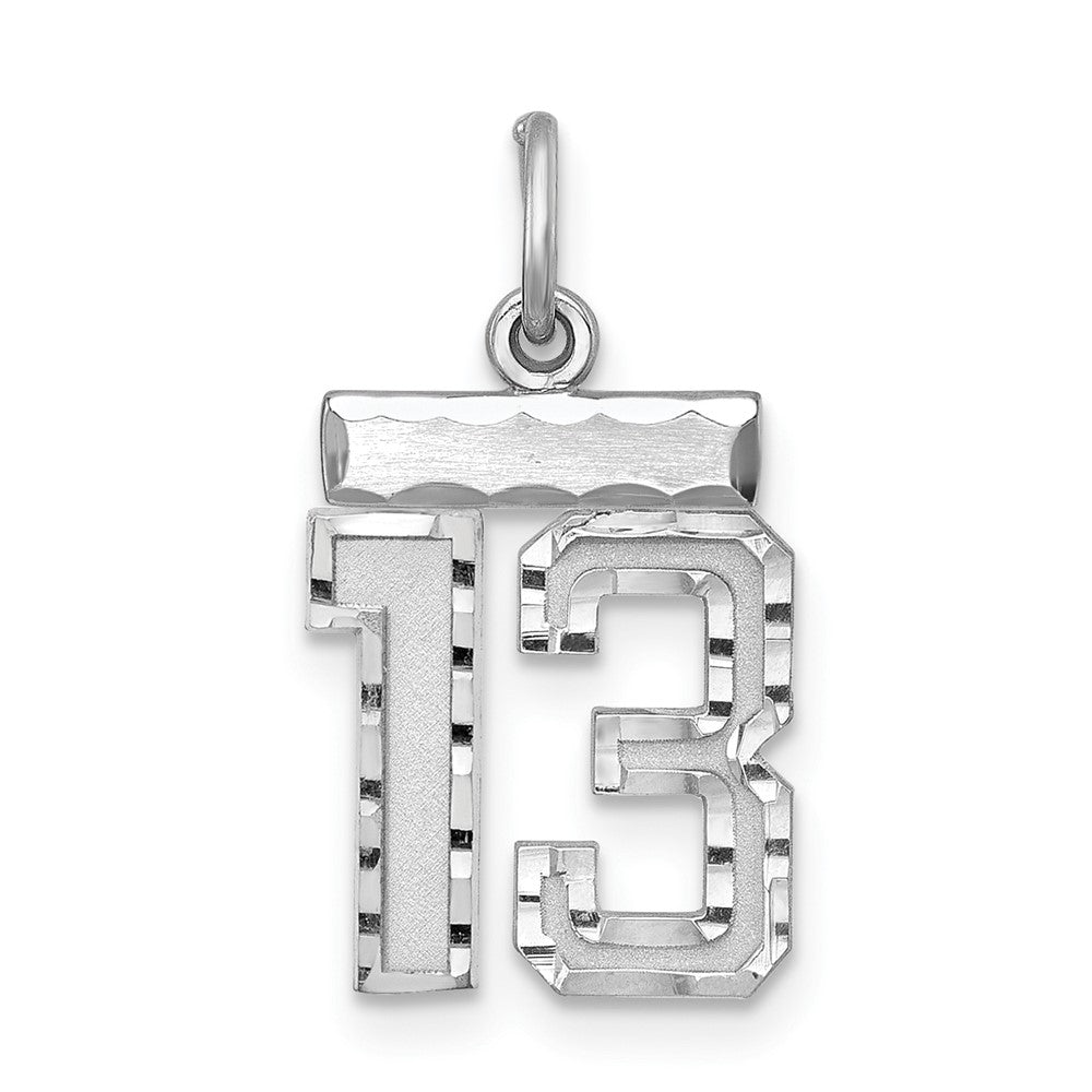 Sterlingsilber Rhodiniert Diamantiert #13 Charm