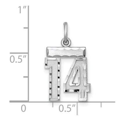 Sterlingsilber Rhodiniert Diamantiert #14 Charm
