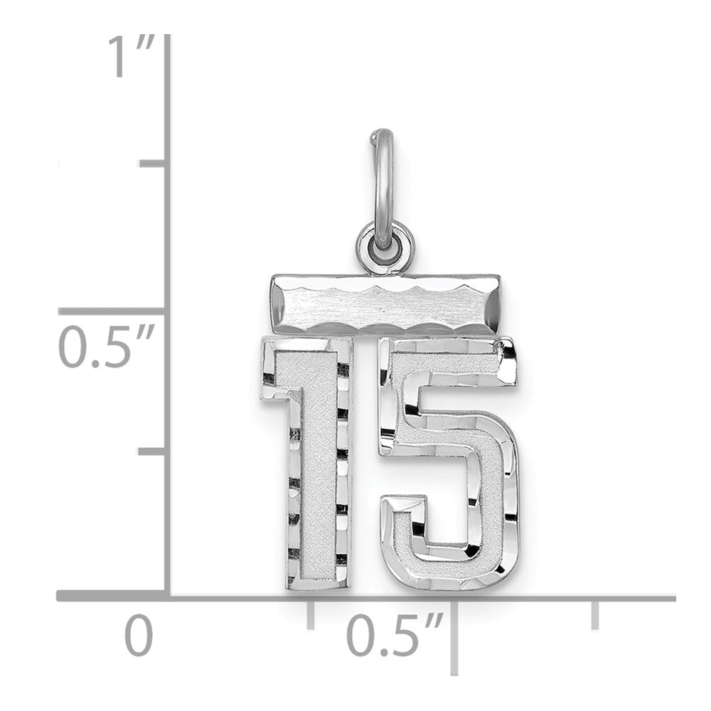 Sterlingsilber Rhodiniert Diamantiert #15 Charm