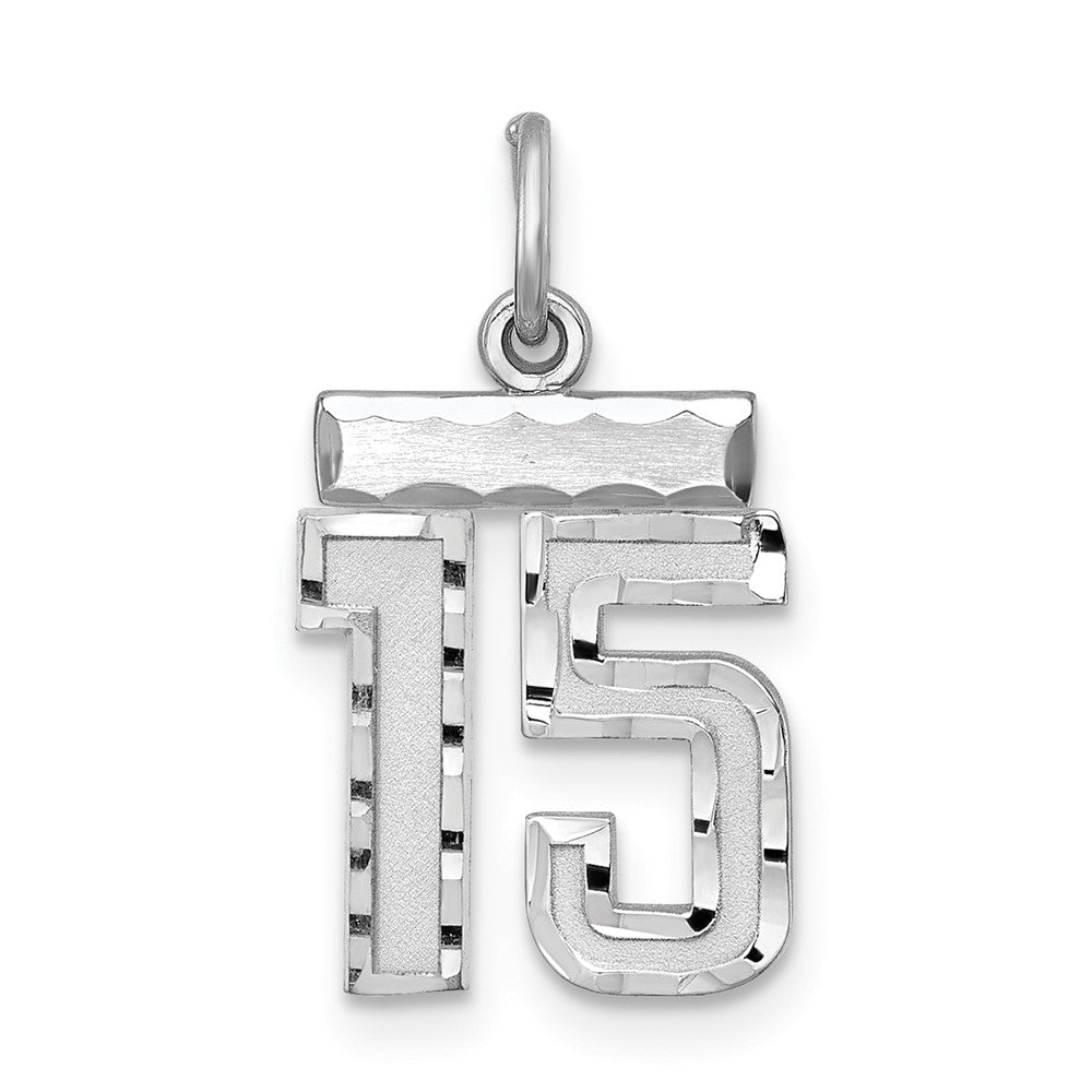 Sterlingsilber Rhodiniert Diamantiert #15 Charm