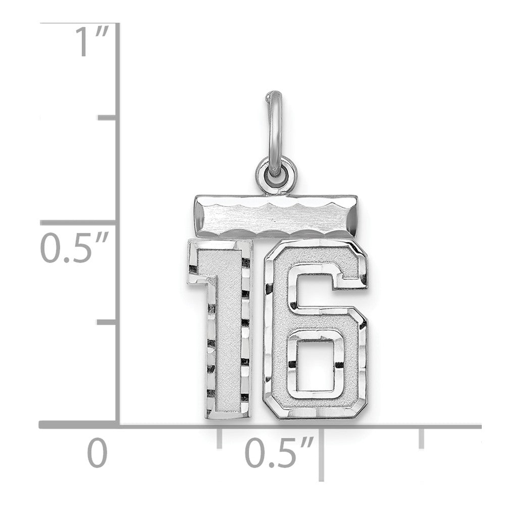 Sterlingsilber Rhodiniert Diamantiert #16 Charm