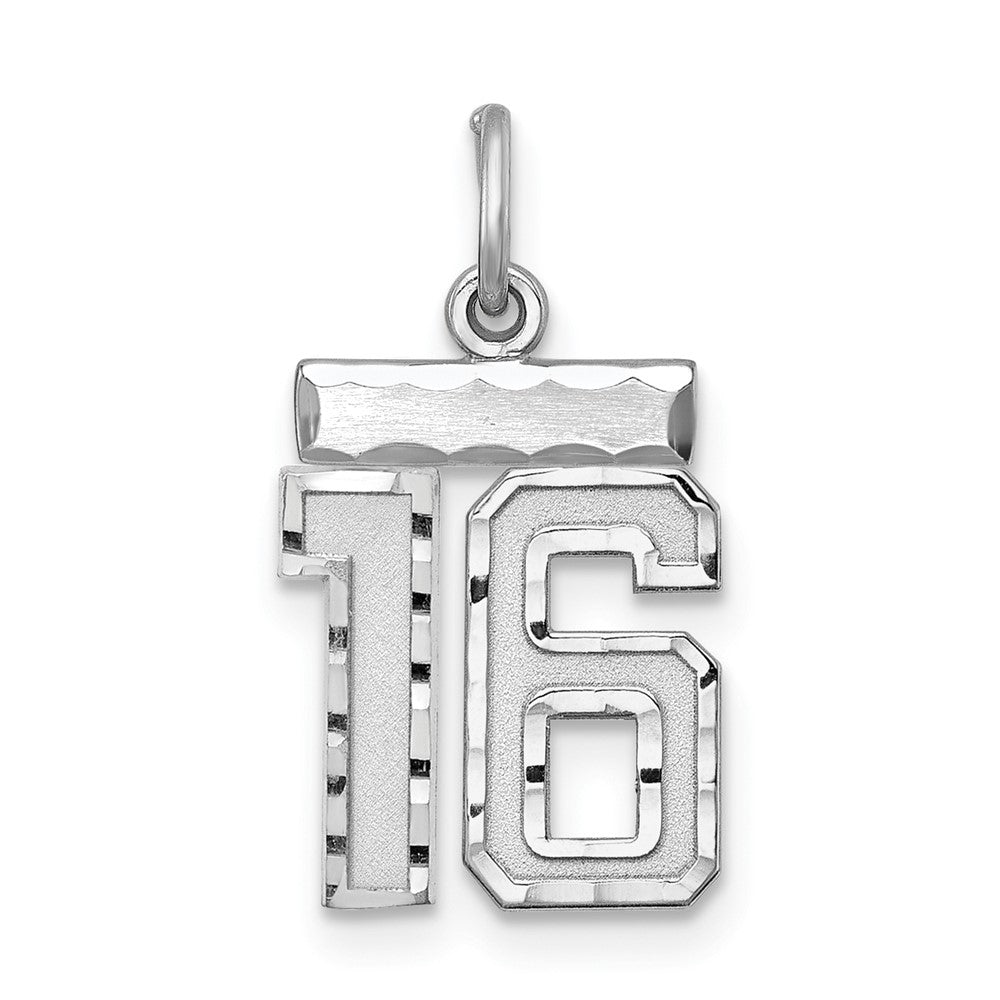 Sterlingsilber Rhodiniert Diamantiert #16 Charm