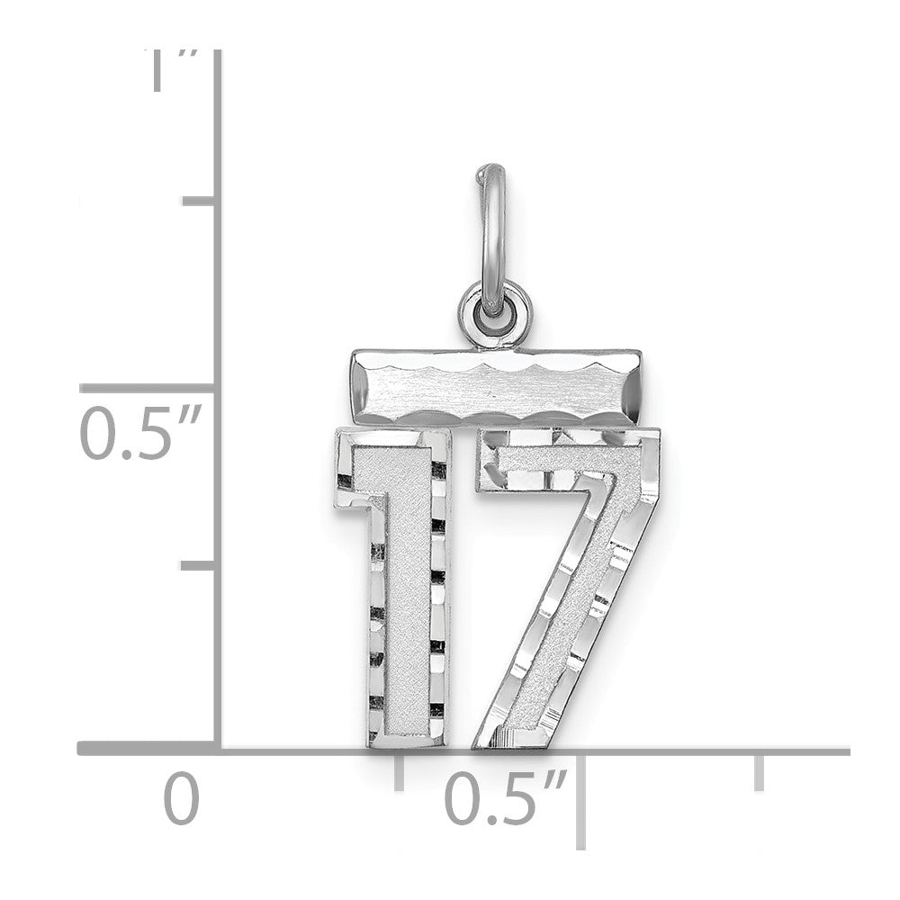 Sterlingsilber Rhodiniert Diamantiert #17 Charm