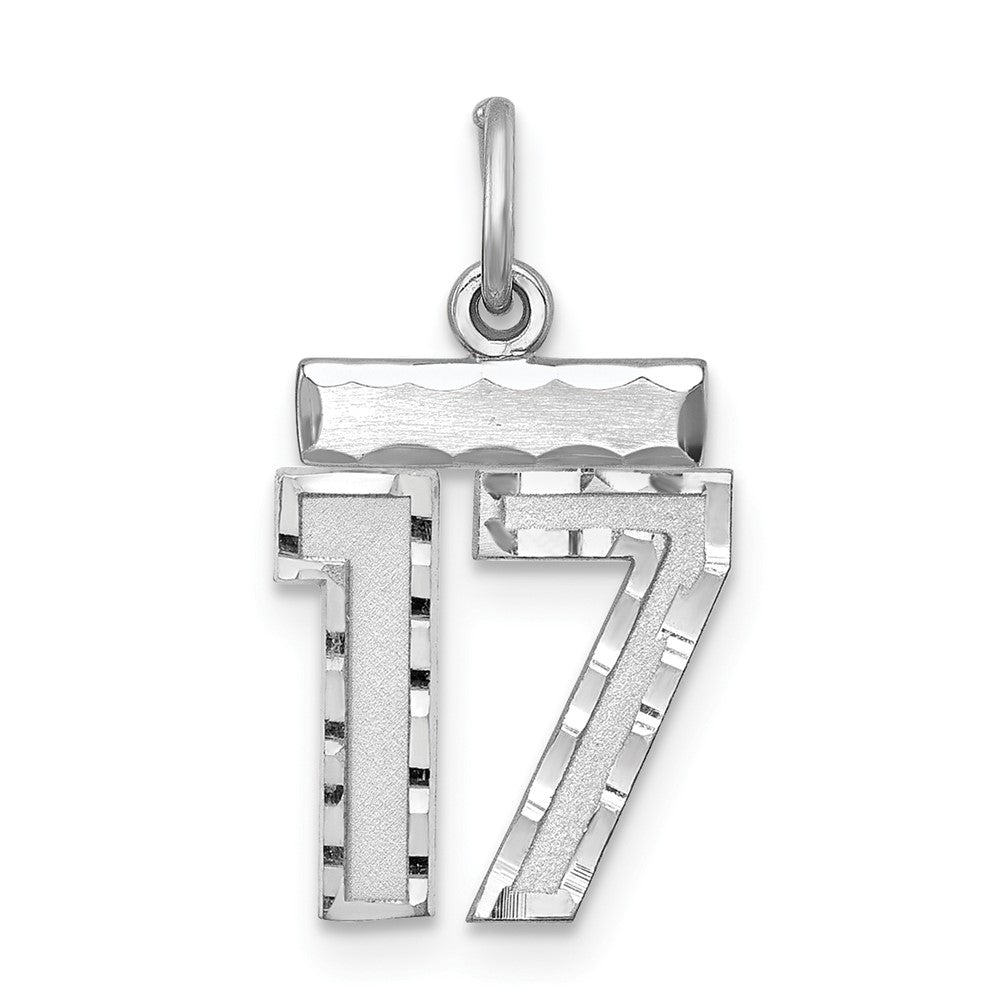 Sterlingsilber Rhodiniert Diamantiert #17 Charm