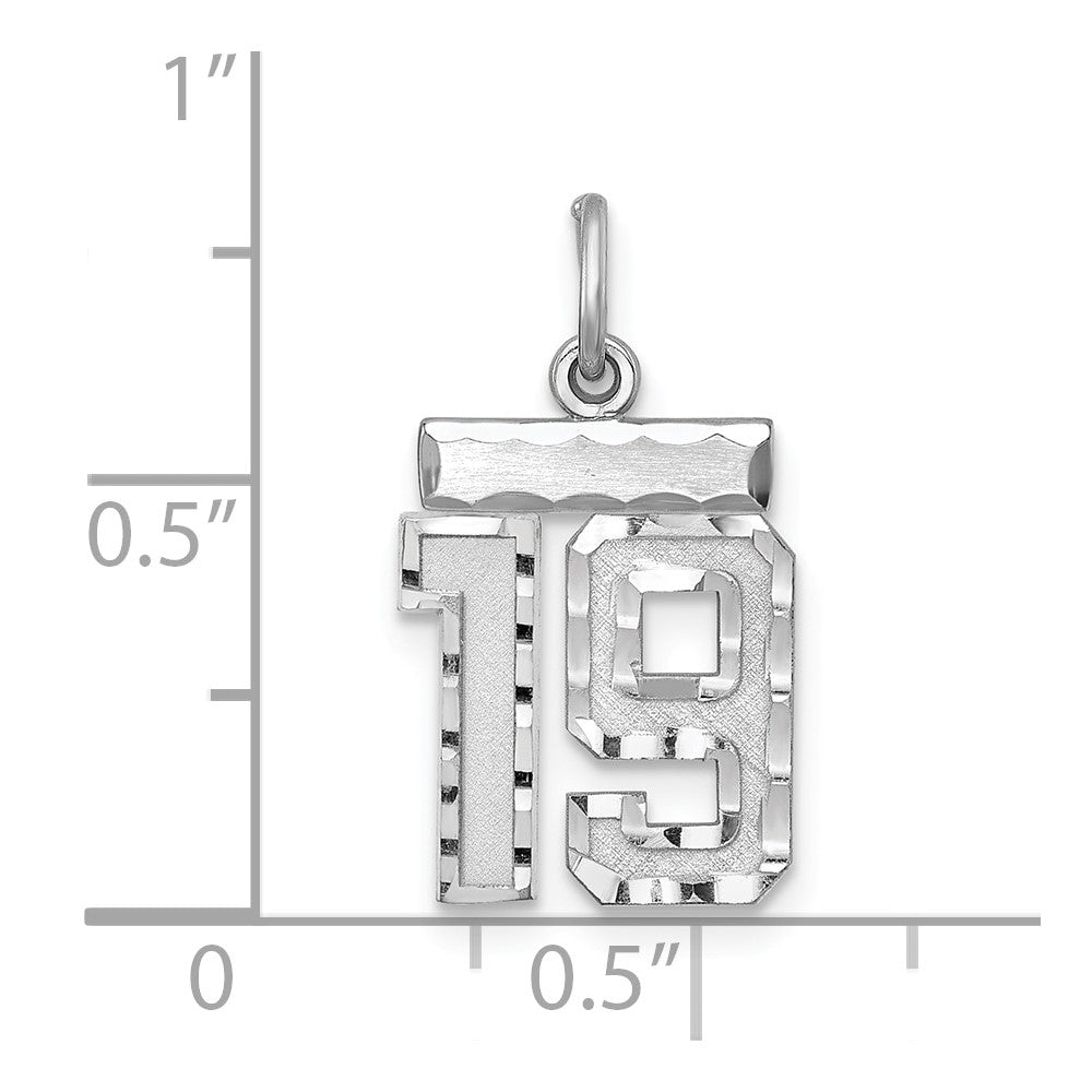 Sterlingsilber Rhodiniert Diamantiert #19 Charm