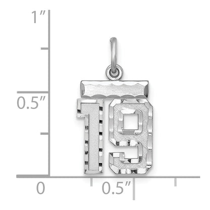Sterlingsilber Rhodiniert Diamantiert #19 Charm