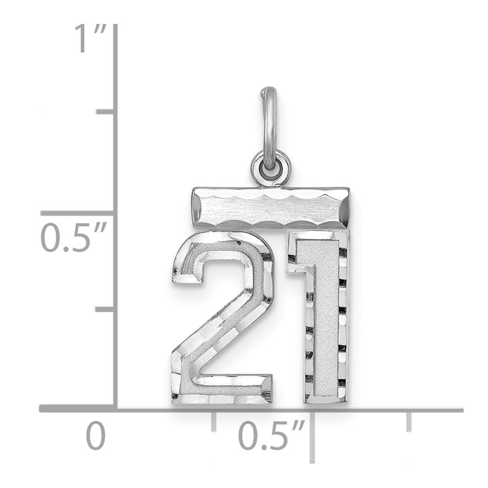 Sterlingsilber Rhodiniert Diamantiert #21 Charm