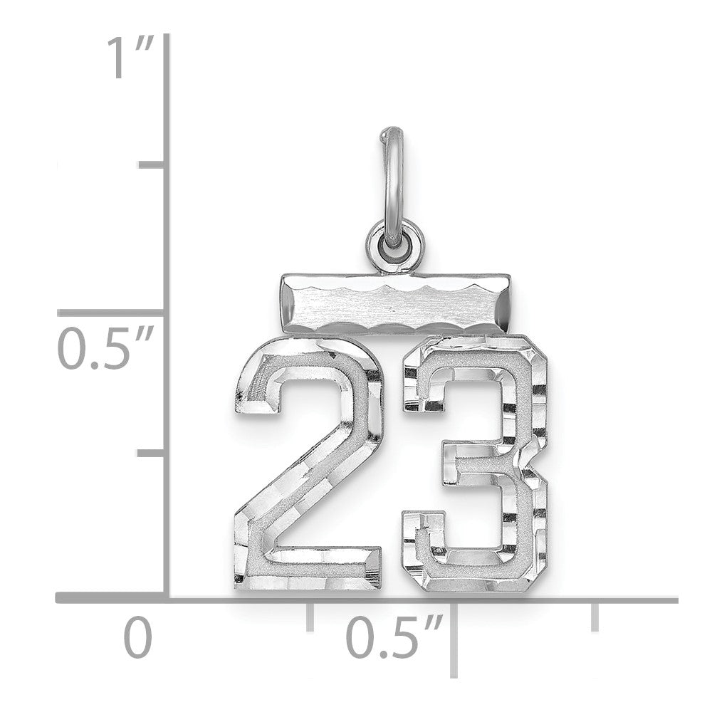 Sterlingsilber Rhodiniert Diamantiert #23 Charm