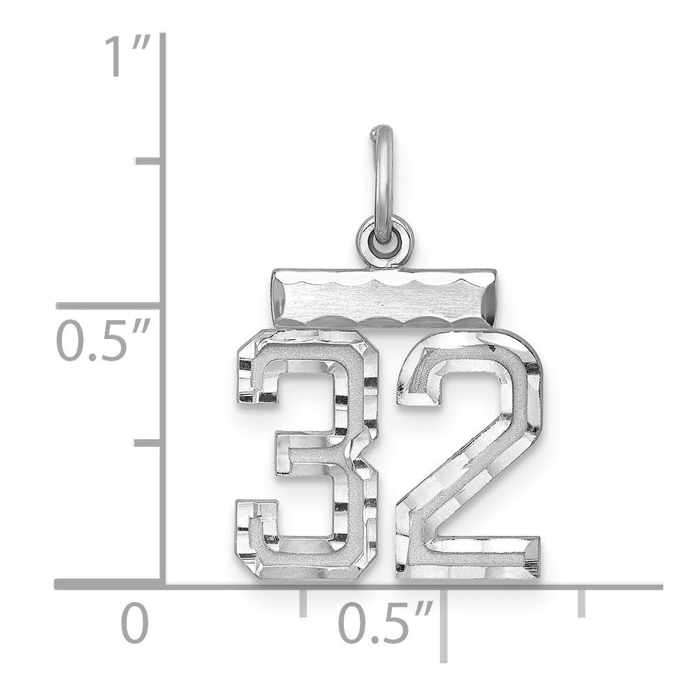 Sterlingsilber Rhodiniert Diamantiert #32 Charm
