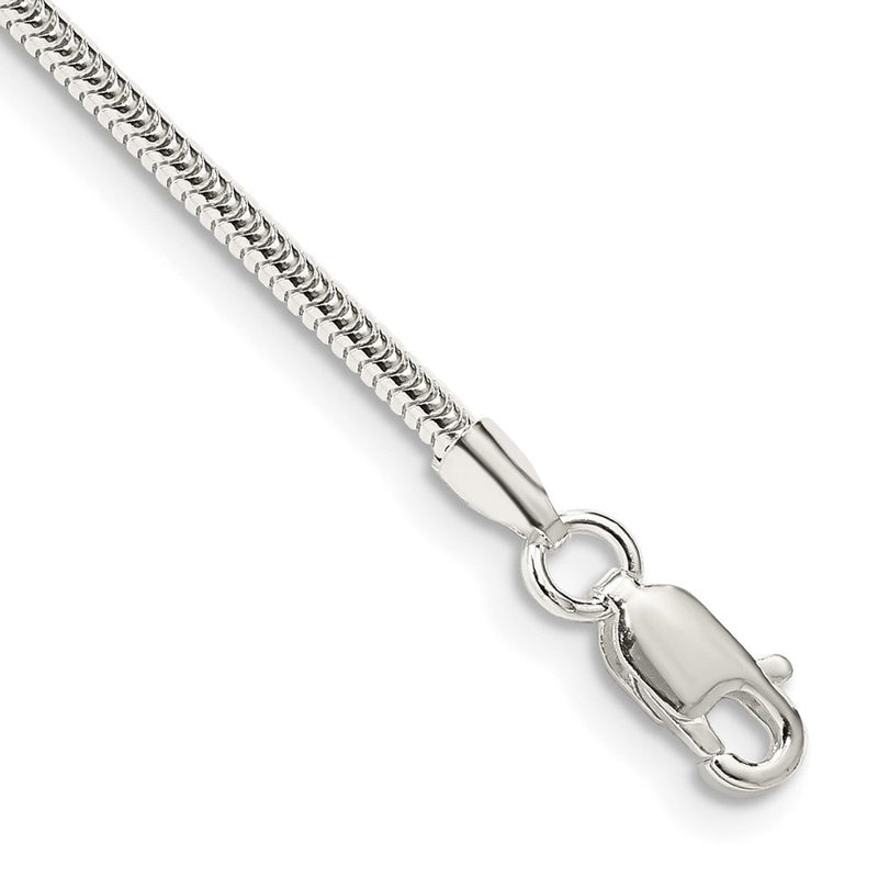 Sterlingsilber 2mm Rund Schlange Gliederarmband
