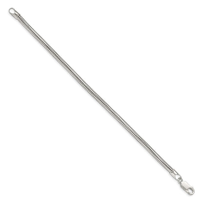 Sterlingsilber 4mm Rund Schlange Gliederarmband