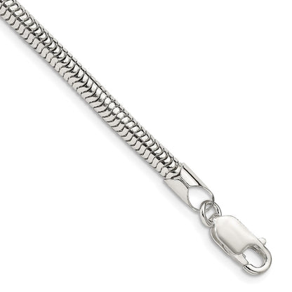 Sterlingsilber 4mm Rund Schlange Gliederarmband