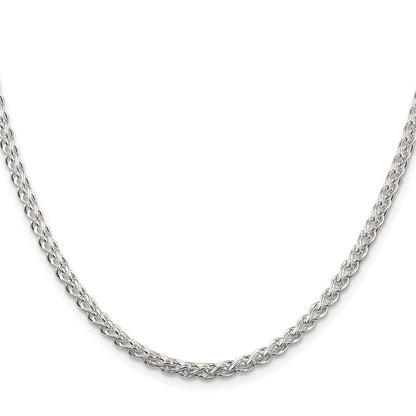 Sterlingsilber Rhodiniert 3mm Rund Ährenkette Kette