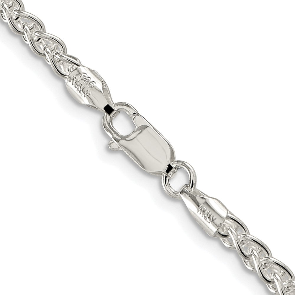 Sterlingsilber Rhodiniert 3mm Rund Ährenkette Kette