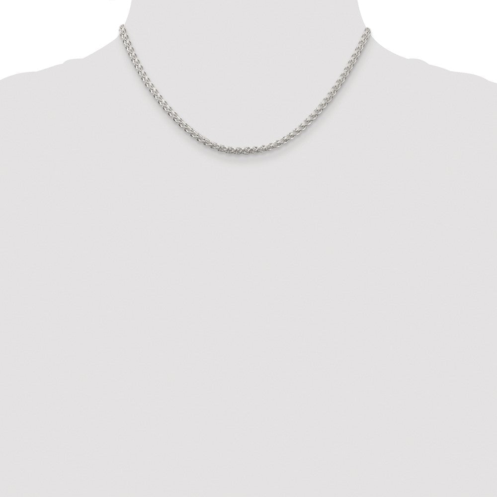Sterlingsilber Rhodiniert 3mm Rund Ährenkette Kette