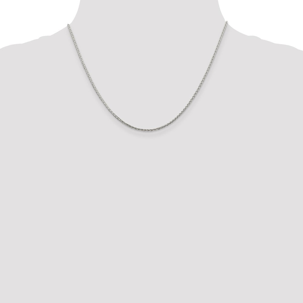 Sterlingsilber 1.45mm Diamantiert Rund Ährenkette Kette mit 2 Zoll Verlängerung. Halskette
