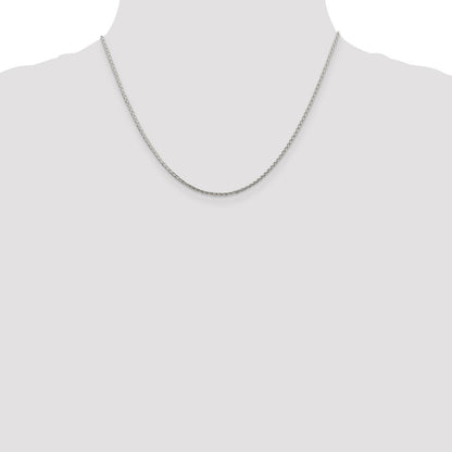 Sterlingsilber 1.45mm Diamantiert Rund Ährenkette Kette mit 2 Zoll Verlängerung. Halskette