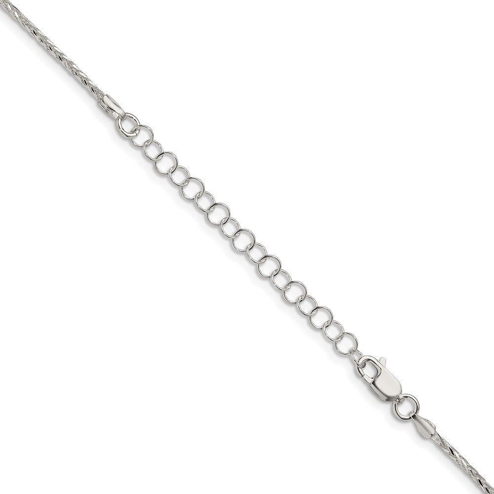 Sterlingsilber 1.45mm Diamantiert Rund Ährenkette Kette mit 2 Zoll Verlängerung. Halskette
