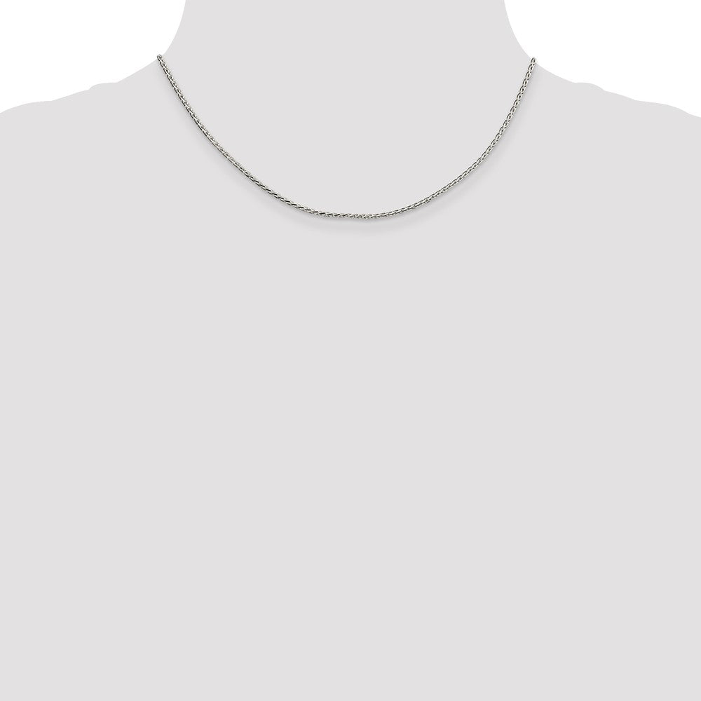 Sterlingsilber 1.7mm Diamantiert Rund Ährenkette Halskette