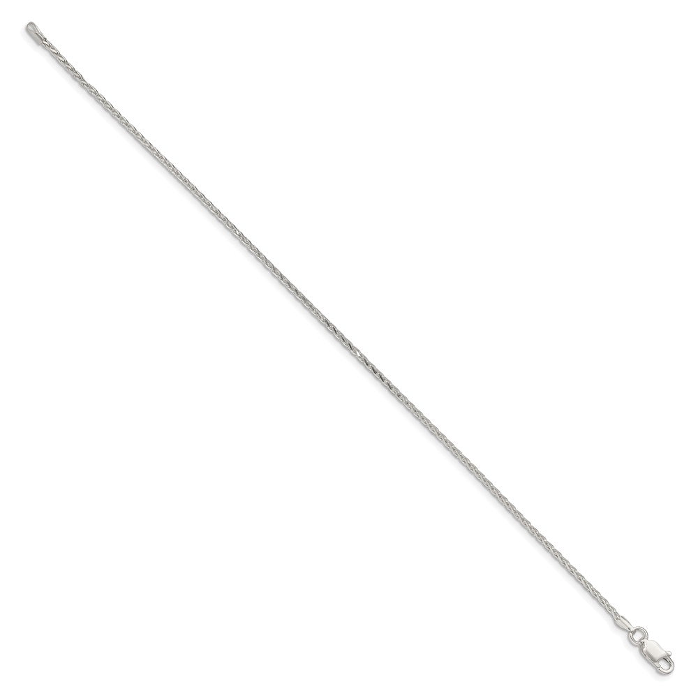 Sterlingsilber 1.7mm Diamantiert Rund Ährenkette Gliederarmband