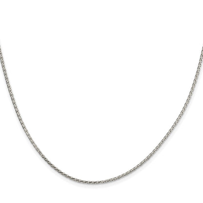 Sterlingsilber Rhodiniert 1.7mm Diamantiert Rund Ährenkette Kette