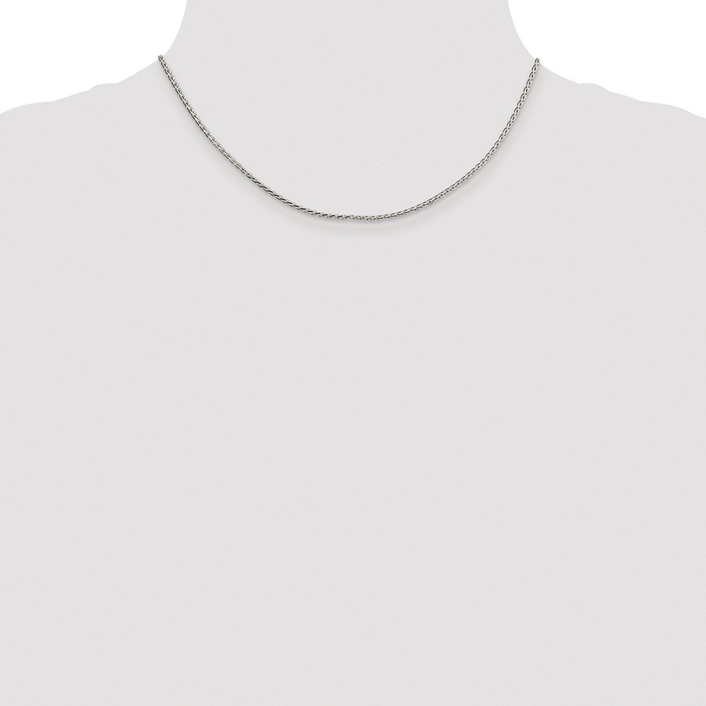 Sterlingsilber Rhodiniert 1.7mm Diamantiert Rund Ährenkette Kette