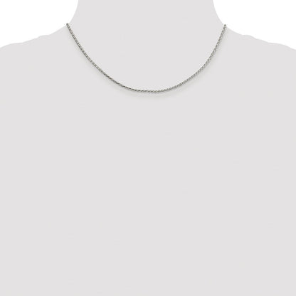 Sterlingsilber Rhodiniert 1.7mm Diamantiert Rund Ährenkette Kette