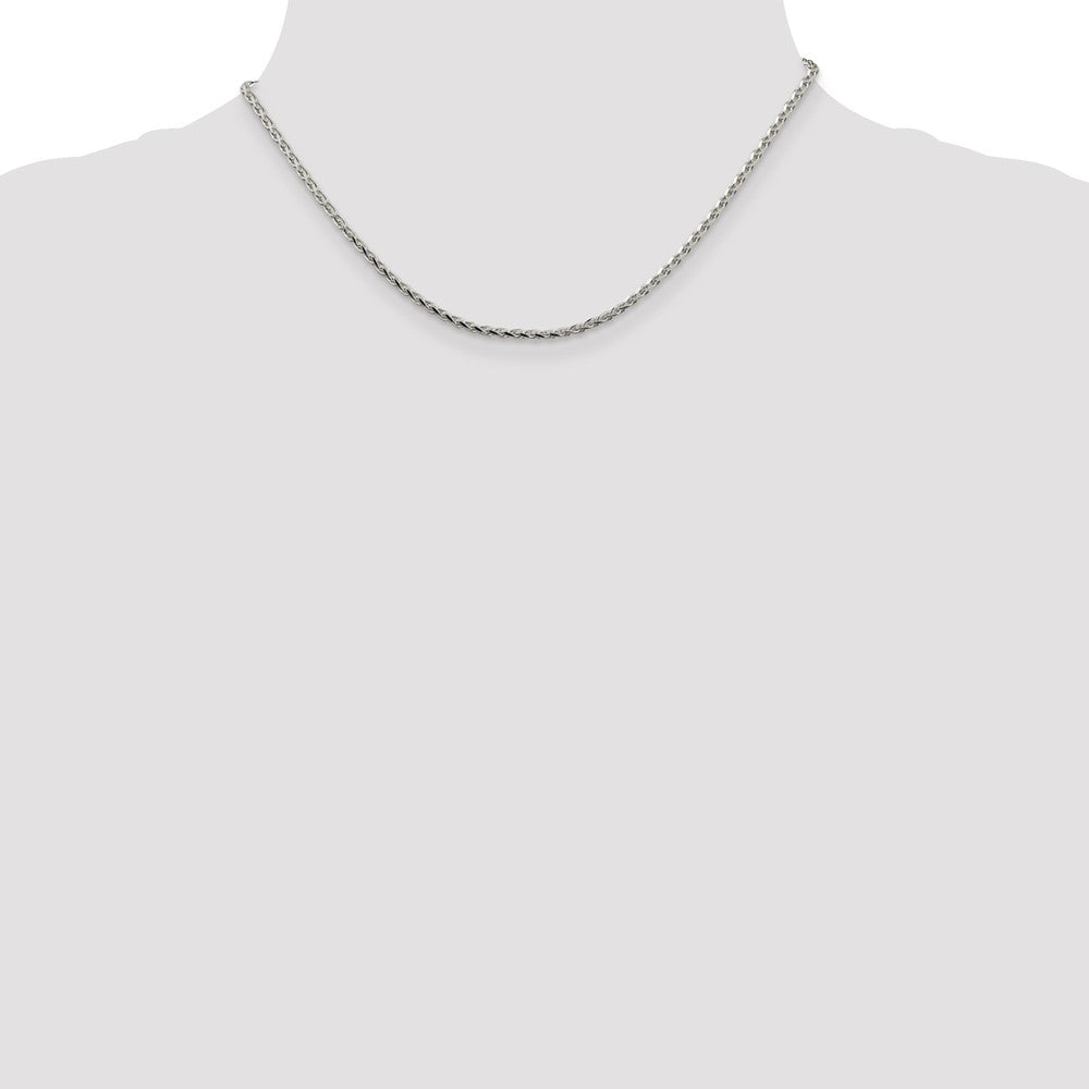 Sterlingsilber 2.15mm Diamantiert Rund Ährenkette Halskette