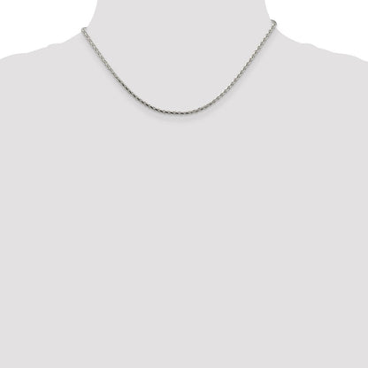 Sterlingsilber 2.15mm Diamantiert Rund Ährenkette Halskette