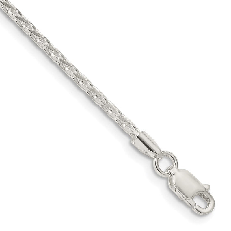 Sterlingsilber 2.15mm Diamantiert Rund Ährenkette Gliederarmband