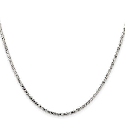 Sterlingsilber Rhodiniert 2.15mm Diamantiert Rund Ährenkette Kette