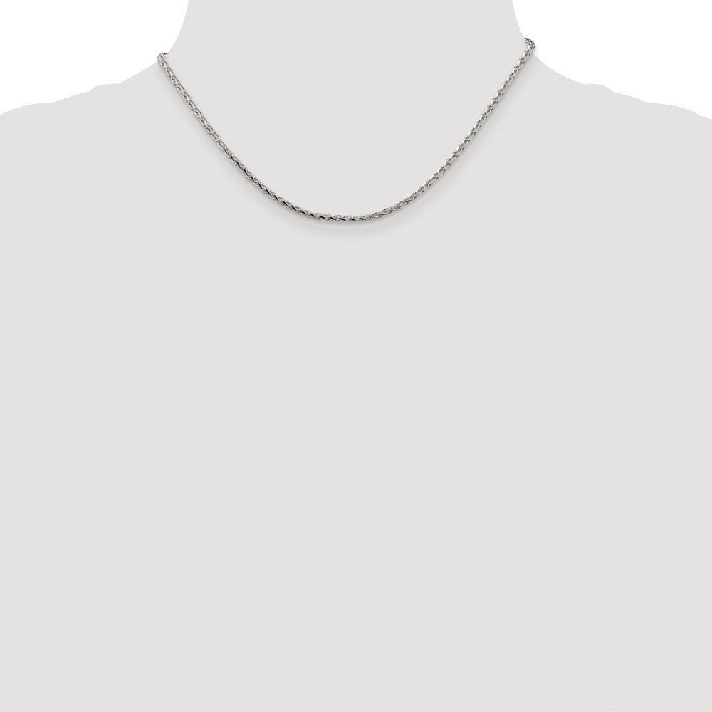 Sterlingsilber Rhodiniert 2.15mm Diamantiert Rund Ährenkette Kette