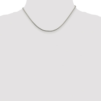 Sterlingsilber Rhodiniert 2.15mm Diamantiert Rund Ährenkette Kette
