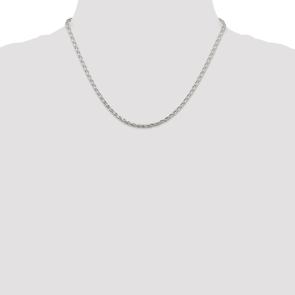 Sterlingsilber 2.85mm Diamantiert Rund Ährenkette Halskette