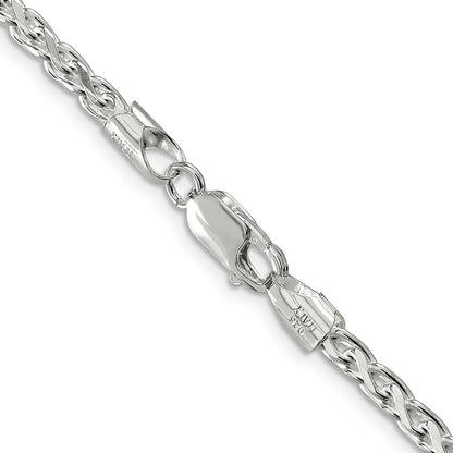 Sterlingsilber 3.5mm Diamantiert Rund Ährenkette Halskette